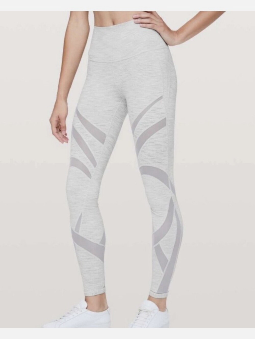 LULULEMON WUNDER UNDER HIGH RISE TIGHT GRAY SPACE MESH WOMENS Size 4 LEGGINGS